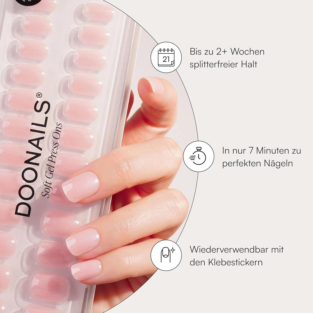 DOONAILS Soft Gel Press On Nails 30er Set Jetset Extra Short Square Form Chrome Nägel zum Aufkleben