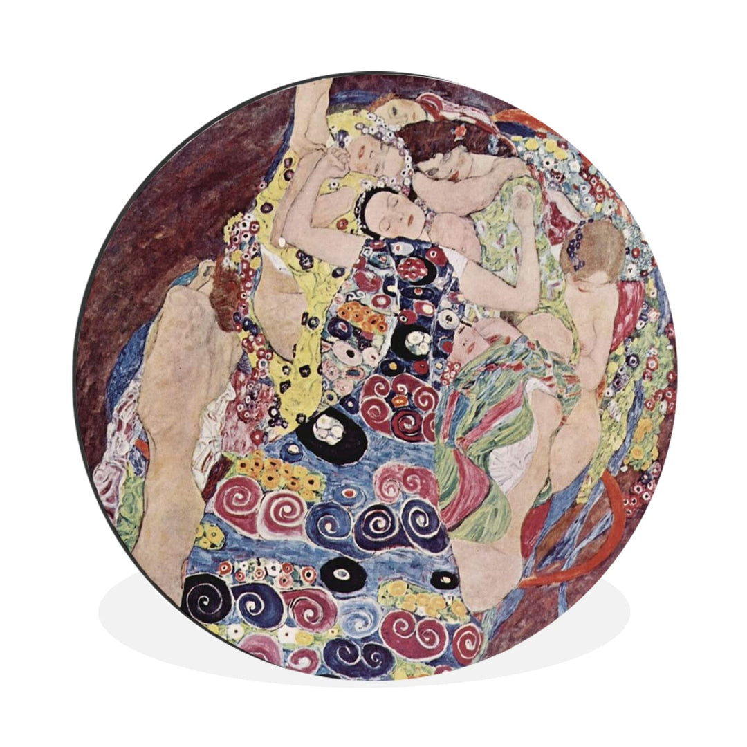 MuchoWow Wandbild Rund Wanddeko Deko Wohnzimmer Bilder 60x60 cm Die Jungfrau - Gustav Klimt