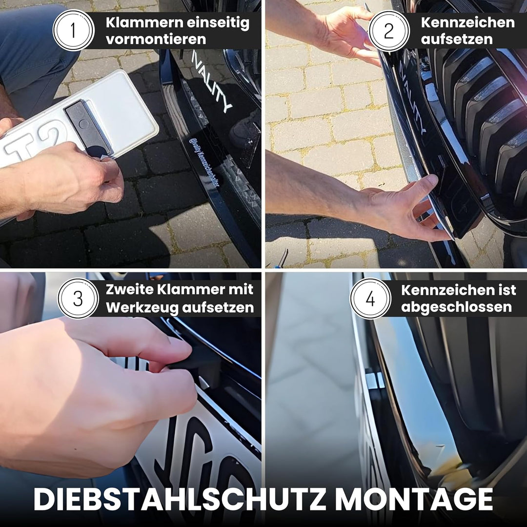 IVALITY Magnetischer Kennzeichen-Halter - Rahmenlose Nummernschild-Halterung für 2X Alu-Kennzeichen