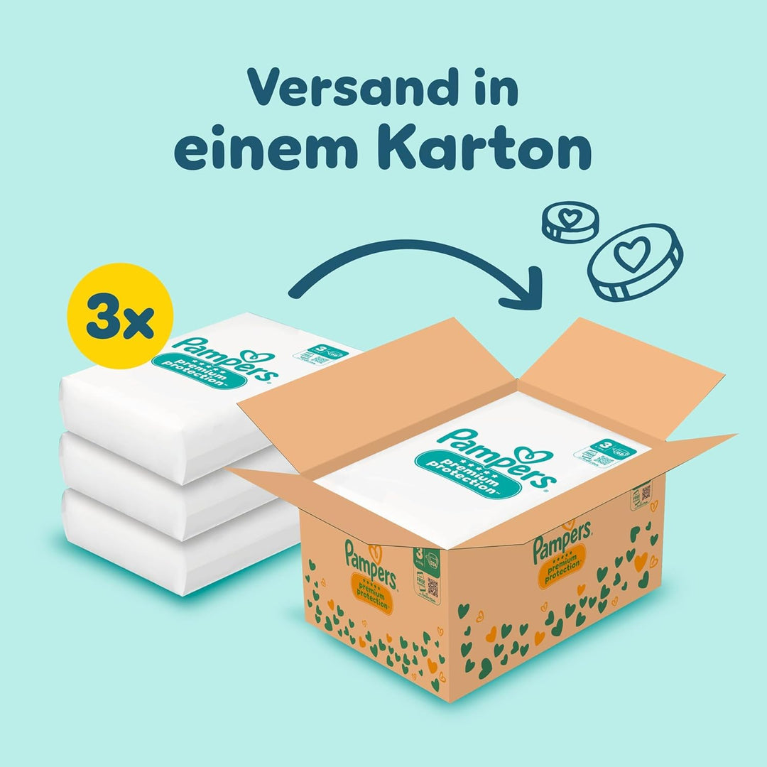 Pampers Baby Windeln Grösse 3 (6-10kg) Premium Protection, Midi, 204 Stück, MONATSBOX Grösse 3 (204