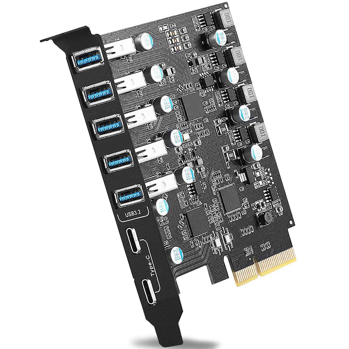 Pcie USB 3.2/3.1 Gen 2 Karte 7 Ports (2X USB C - 5X USB A), USB Expansion Karte mit 10 Gbps Internal