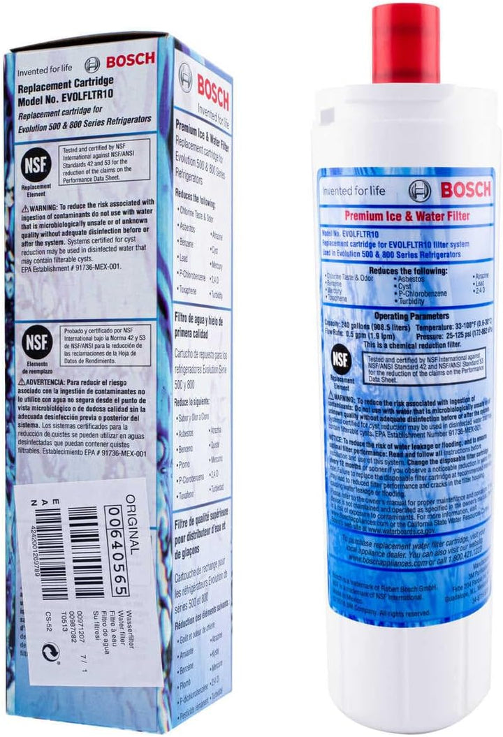 EVOLFLTR10 Wasserfilter | Kühlschrankfilter 00640565 kompatibel mit Bosch Siemens Neff Küppersbusch