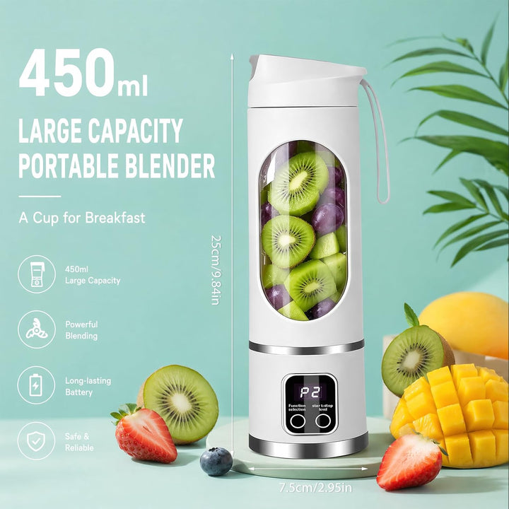 Tragbarer Mixer Smoothie Maker, Mixer to go 700 ml, Typ-C Wiederaufladbar, Becher mit Auslaufsichere