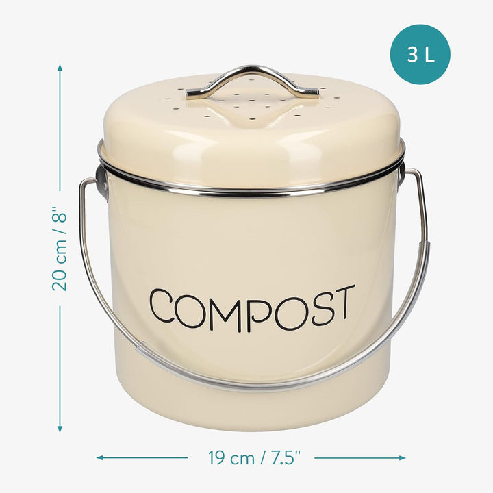 Navaris Komposteimer Küche - 3l Biomülleimer Küche klein - Komposteimer für Biomüll - Behälter mit S