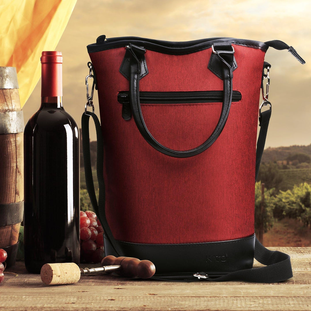 Kato Flaschentasche für 1 Flasche Kühltasche für Wein Bier Getränke Outdoor Tragetasche mit Trennwan