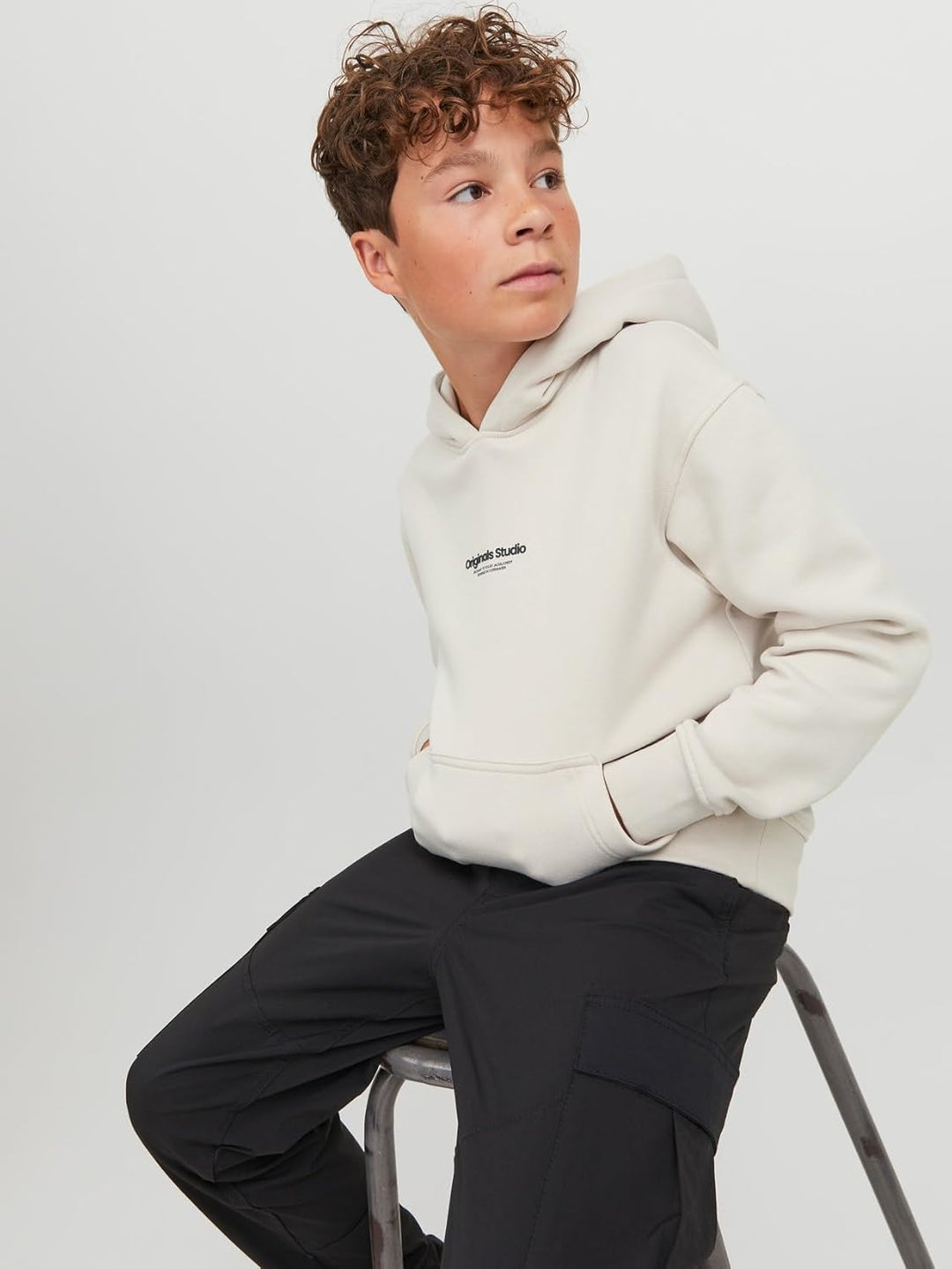 JACK & JONES Boy Kapuzenpullover Gedruckt Kapuzenpullover Junior 128 Moonbeam, 128 Moonbeam