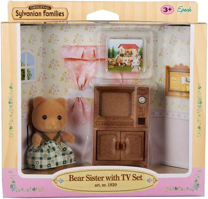 Sylvanian Families - Bear Sister with TV Set (5143) 143 Mehrfarbig, 143 Mehrfarbig