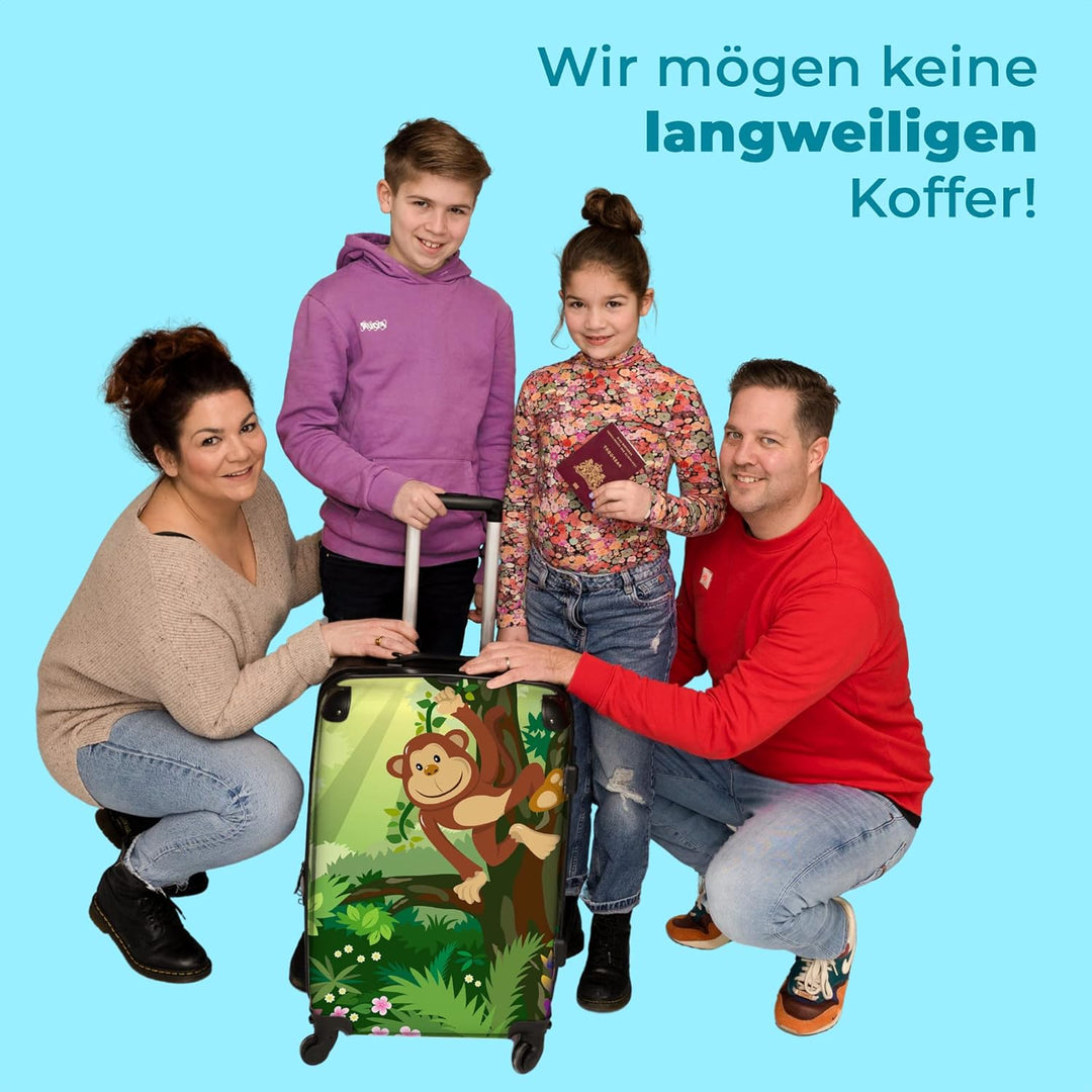 NoBoringSuitcases.com® Koffer gross Trolley Rollkoffer Reisekoffer mit 4 Rollen Fotokoffer - AFFE -