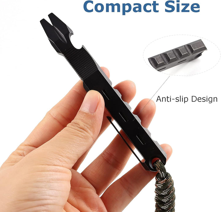 Hamans EDC Stemmeisen aus Titan mit Nagelabzieher, Flaschenöffner-Funktion mit Taschenclip, EDC-Werk