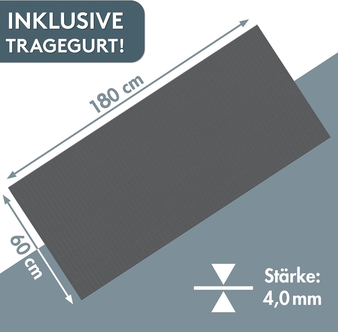 LILENO SPORTS Yoga Matte (180x60cm) inkl. Tragegurt - Sport und Yogamatte extra rutschfest in 4 mm D