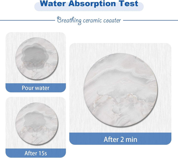 Untersetzer Gläser, Qveetry 6er Set Absorbierender Untersetzer mit Basis, Getränk Untersetzer Marmor