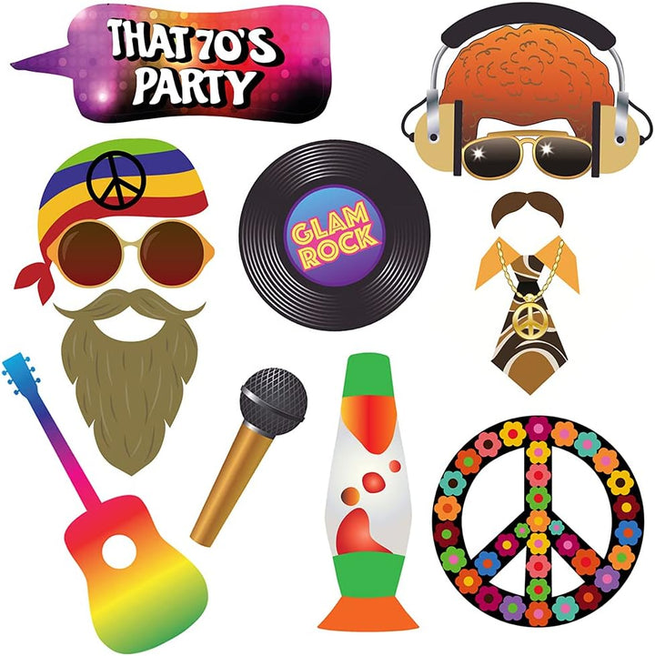 70th Birthday Decoration Photo Props, 41 Stück 1970 Photo Props mit Stöcken für Party Decoration, Pa