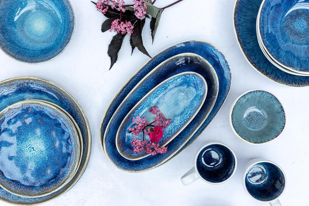 MÄSER Serie Frozen Set aus 3 Servierplatten, Keramik Servierteller in 3 Grössen, moderner Vintage Lo