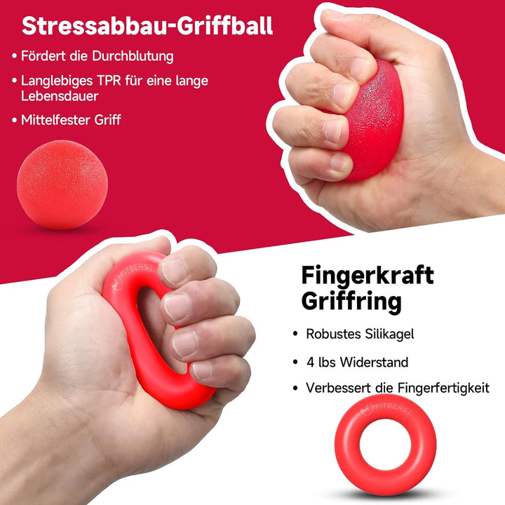 FitBeast Handtrainer Fingertrainer, Griffkraft Trainer Trainingsset - 5er-Pack, Verstellbarer Grip T
