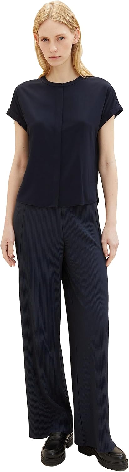 TOM TAILOR Damen Plissee Hose mit weitem Bein 34W / 30L 10668 - Sky Captain Blue, 34W / 30L 10668 -