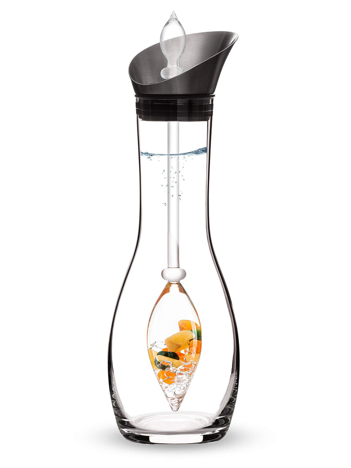 VitaJuwel HAPPINESS Edelsteinwasserset für Zuhause (Karaffe Era & Phiole) mit Jade, Orangencalzit, K