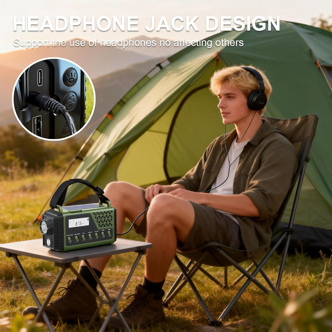 Solar Kurbelradio mit Bluetooth, AM/FM/SW Notfallradio mit 10000mAh USB Powerbank, Radio Batteriebet