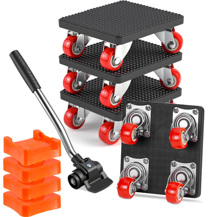 Qingning Möbel Transportroller Set, 4 Möbelroller & 1 Lastenheber für Schwere Möbel, 500kg Tragfähig