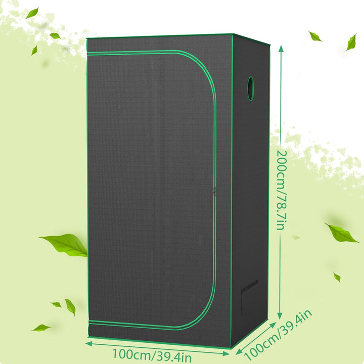 Growzelt 100x100x200 cm Grow Tent mit Reflektierende Mylar Lichtdicht Wasserdicht Zuchtzelt Growroom