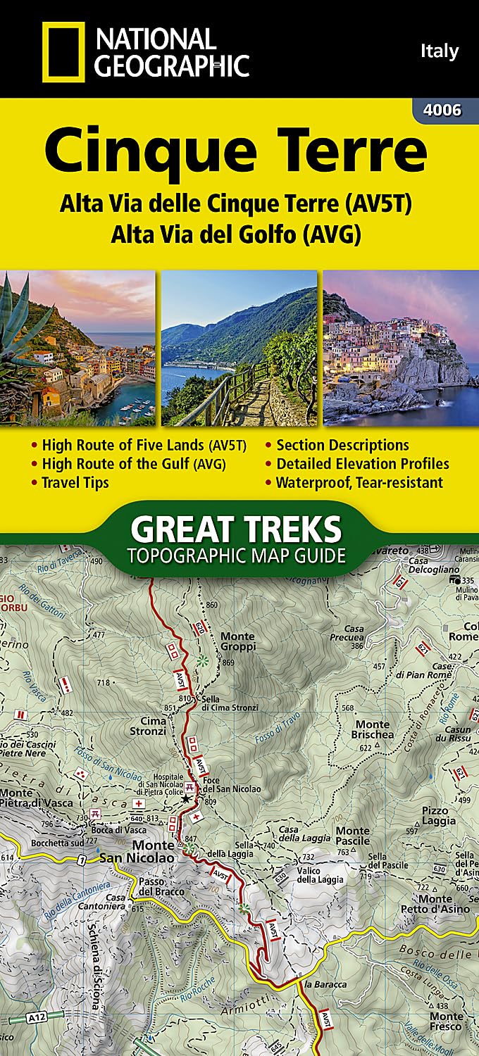 Cinque Terre High Path: 1:25000 (National Geographic Trails Illustrated Map, Band 4006), Karte