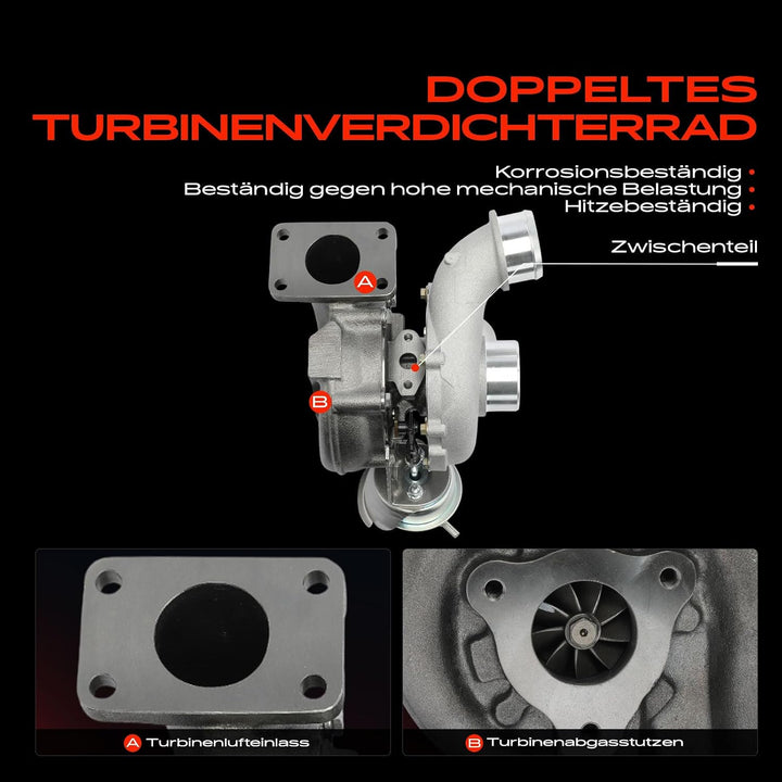 Frankberg Turbolader Abgasturbolader Diesel mit Dichtungen Kompatibel mit P.a.s.s.a.t 3B2 2.5L 1998-