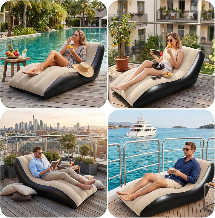Yuragim Aufblasbares Sofa, Aufblasbarer Sessel, Aufblasbar Liegestuhl mit Luftpumpe, Wasserdichtes A