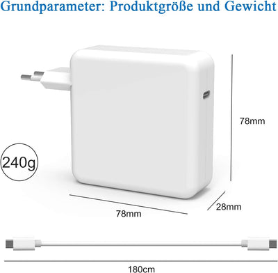 96W Mac Book Pro Ladegerät Schnellladegerät Netzteil USB C Ladegerät für MacBook Pro/Air 13 14 15 16