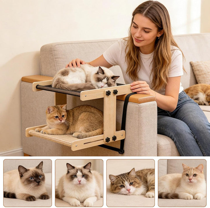 Katzen Hängeplatz Bettseitig | Schwebendes Hängesitz Indoor Möbel | Fensterbank-Bett mit Hängefunkti