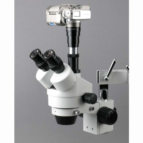 AmScope SM-4TZ Trinokulares Stereo-Zoom-Mikroskop mit Doppelarm-Ausleger, 3.5X-90X, Weiss