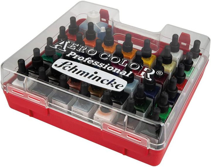 Schmincke - AERO COLOR Professional Kunststoff-Koffer, 37 x 28 ml feinst-flüssige Acrylfarben + AERO