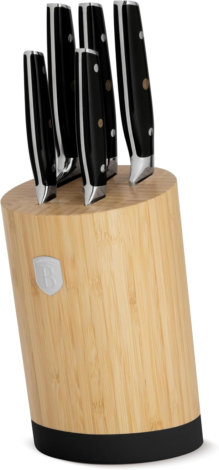 Berlinger Haus Messerset mit Ständer BAMBOO 6-tlg. Black Silver Collection BH-3136