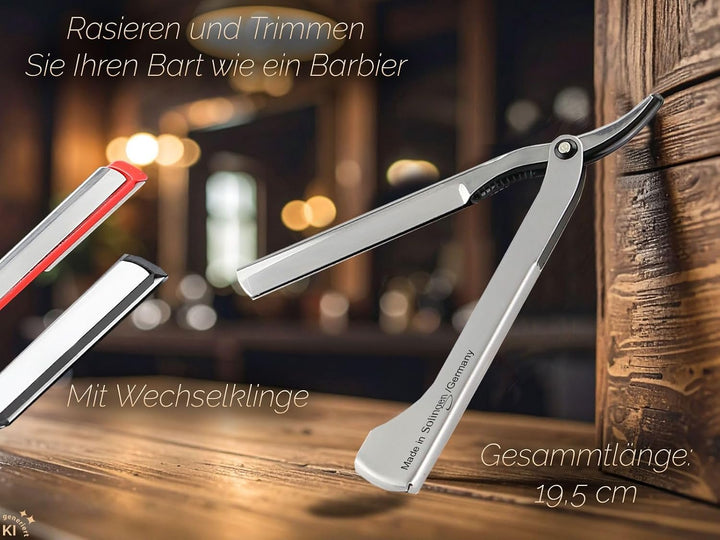 Solinger Rasiermesser Rasier-Set für Männer mit Wechselklingen Made in Germany Bartpflege Messer mit