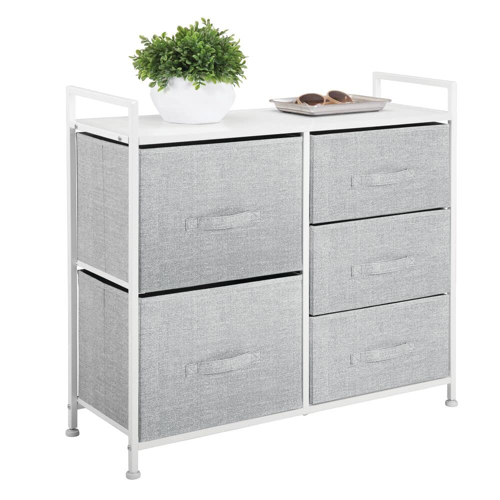 mDesign Kommode aus Stoff – schmaler Schrank Organizer mit 5 Schubladen – praktisches Aufbewahrungss