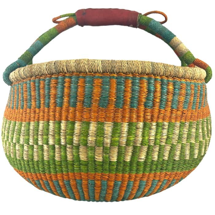 Bolga Korb Afrika - XXL - Das Original aus Ghana - Bunt - Fair Trade - Rund - Viele Farben - Afrikan