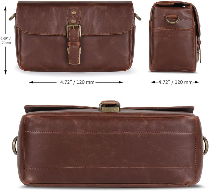 MegaGear MG1526 Kameratasche - Kuriertasche aus Leder für Spiegellose, Sofortbild - und DSLR Kameras