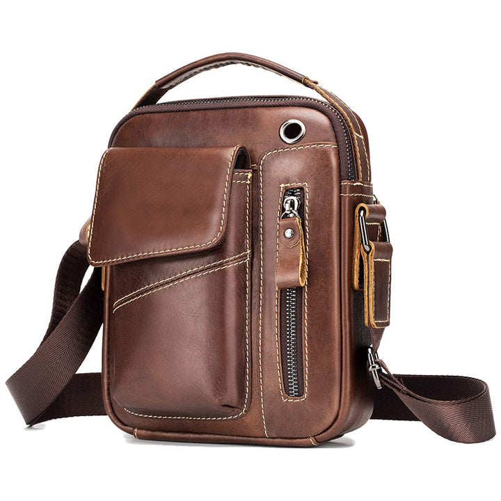 Herren Schultertaschen Freizeit Fashion Echtleder Crossbody Tasche Braun2, Braun2
