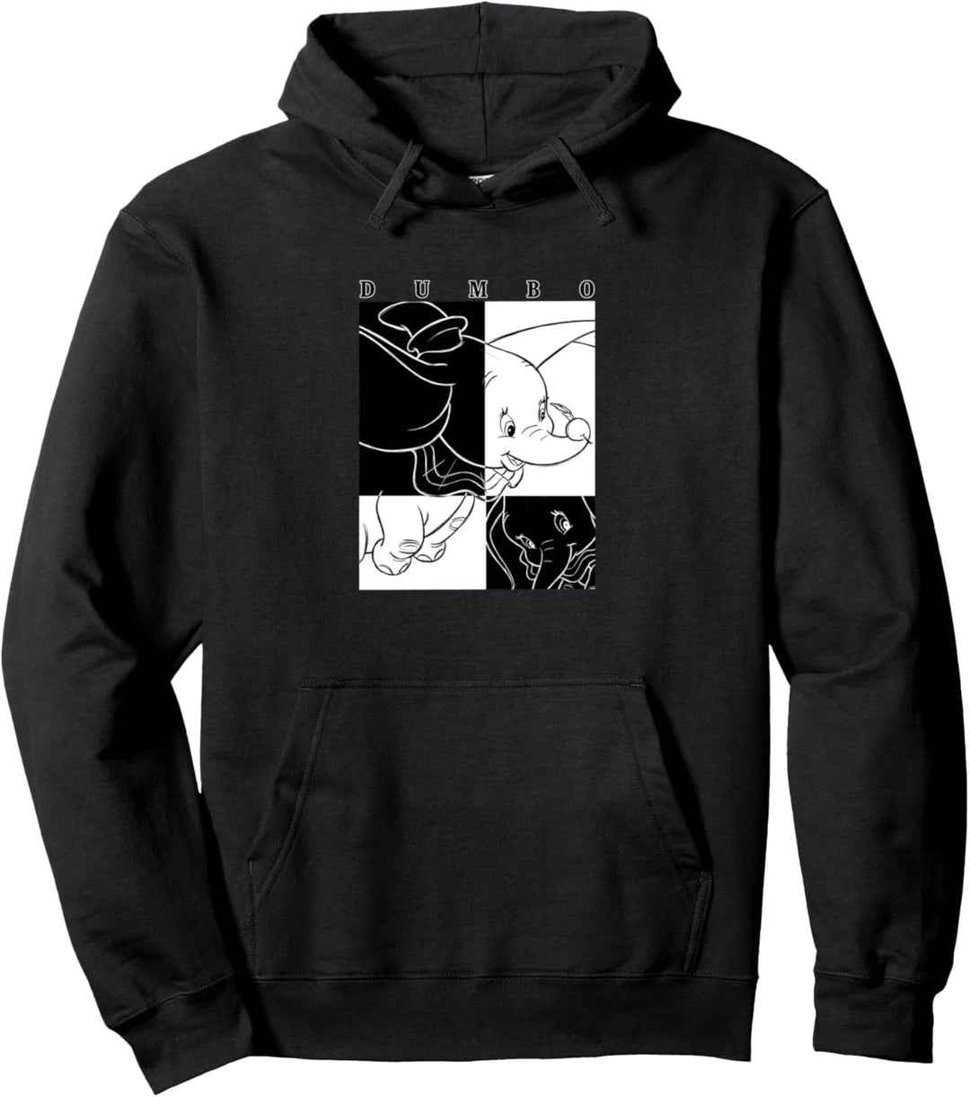Disney Dumbo Contrast Black And White Line Art Poster Pullover Hoodie