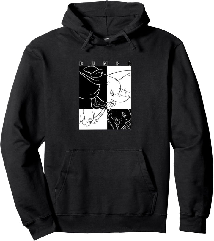 Disney Dumbo Contrast Black And White Line Art Poster Pullover Hoodie