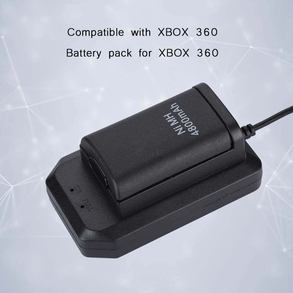 Xbox 360 Controller Akku Set, 2X 4800mAh NiMH Akkus mit Ladestation, USB-Ladekabel, 2 Batteriegehäus