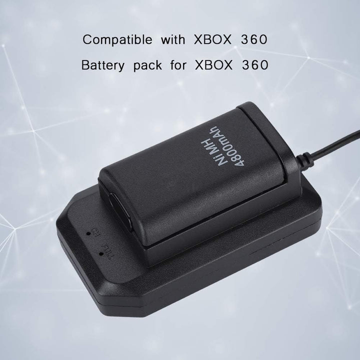 Xbox 360 Controller Akku Set, 2X 4800mAh NiMH Akkus mit Ladestation, USB-Ladekabel, 2 Batteriegehäus