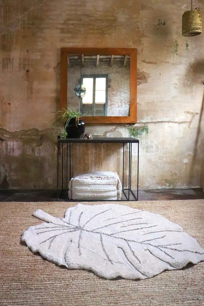 Lorena Canals Maschinenwaschbarer Teppich Monstera Natural 100% natürliche Baumwolle Base: recycelte