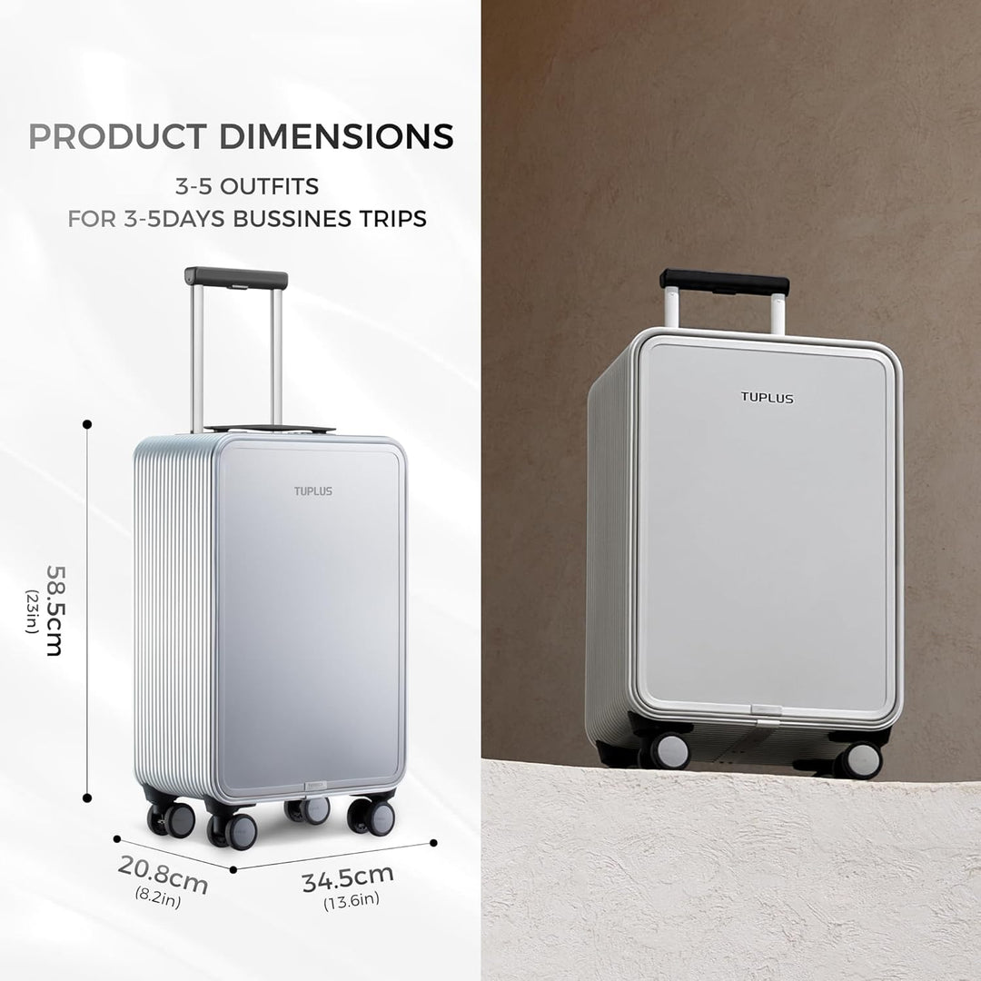 TUPLUS Koffer Aluminium Trolley Rollkoffer mit 4 Rollen Reisekoffer Handgepäck Hartschalenkoffer mit