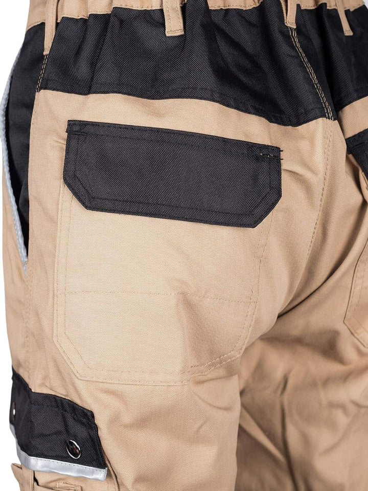 TMG® Lange Arbeitshose für Herren, Bundhose/Cargohose mit Kniepolstertaschen, Khaki 78