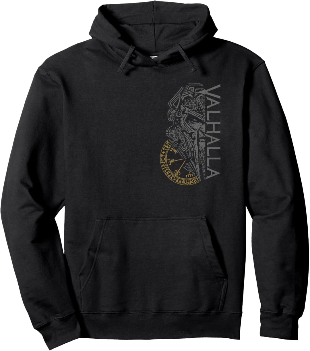 Walhalla Odin in Maske Runen Nordischer Kompass Wikinger Pullover Hoodie