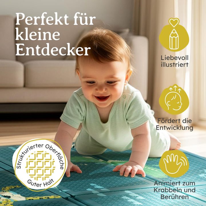 Laleni Krabbelmatte Baby 120x150x1 cm - wasserdichte Spielmatte Baby faltbar - isolierende Bodenmatt