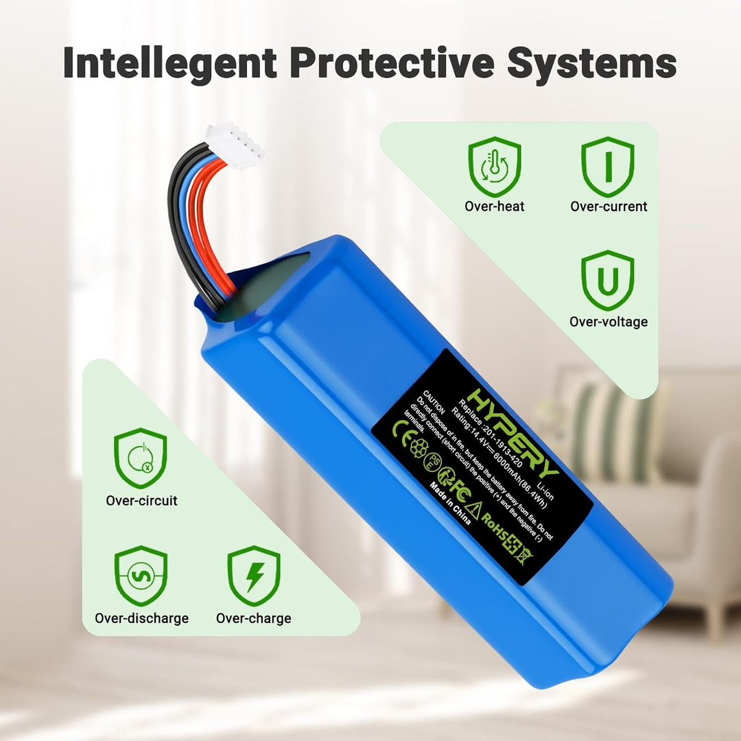 14.4V 6000mAh Ersatz Li-ion Akku für Staubsauger Akku Ecovacs Deebot T8/T8+/T9/T9+, für Deebot Ozmo