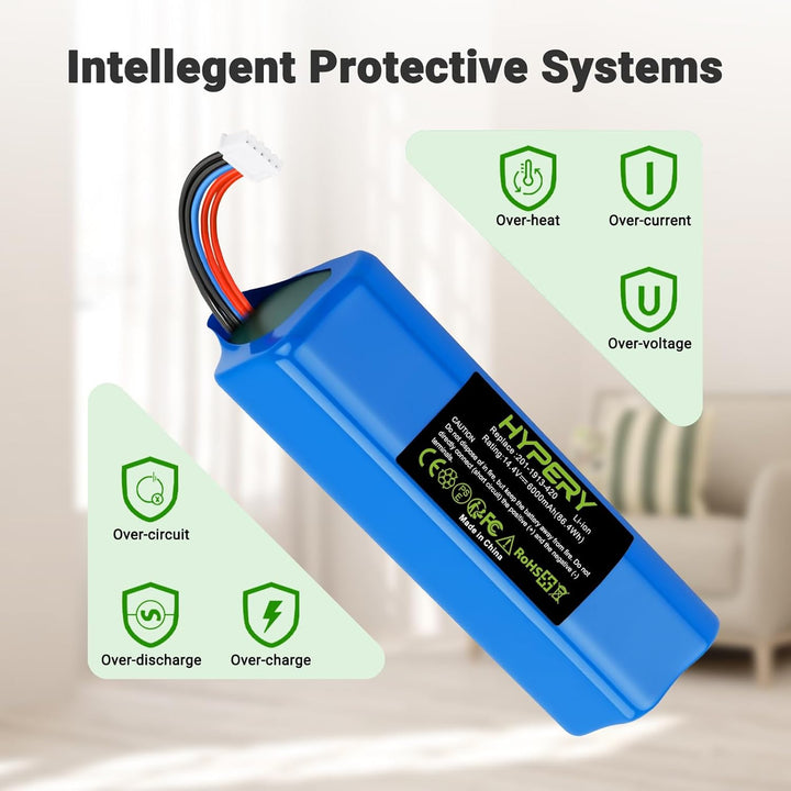 14.4V 6000mAh Ersatz Li-ion Akku für Staubsauger Akku Ecovacs Deebot T8/T8+/T9/T9+, für Deebot Ozmo