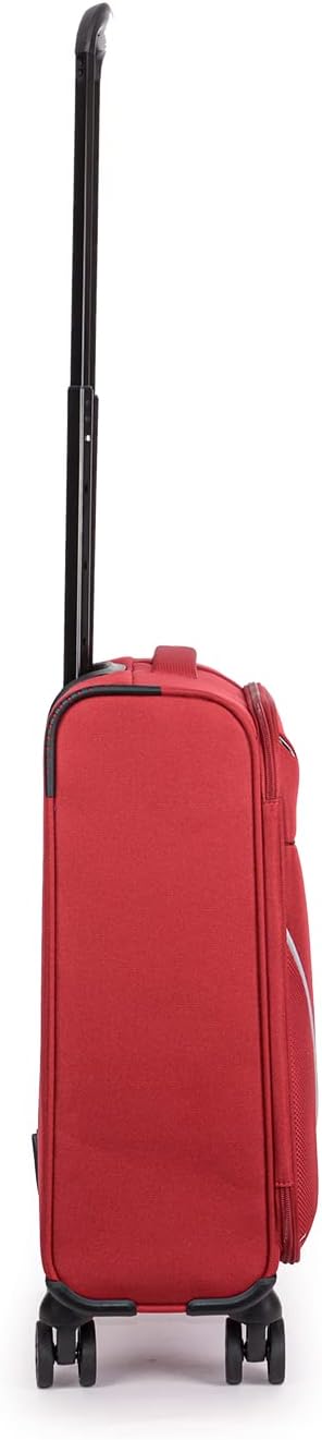 Stratic Strong Koffer Weichschale Reisekoffer Trolley Rollkoffer Handgepäck, 4 Rollen, Grösse S, Rot