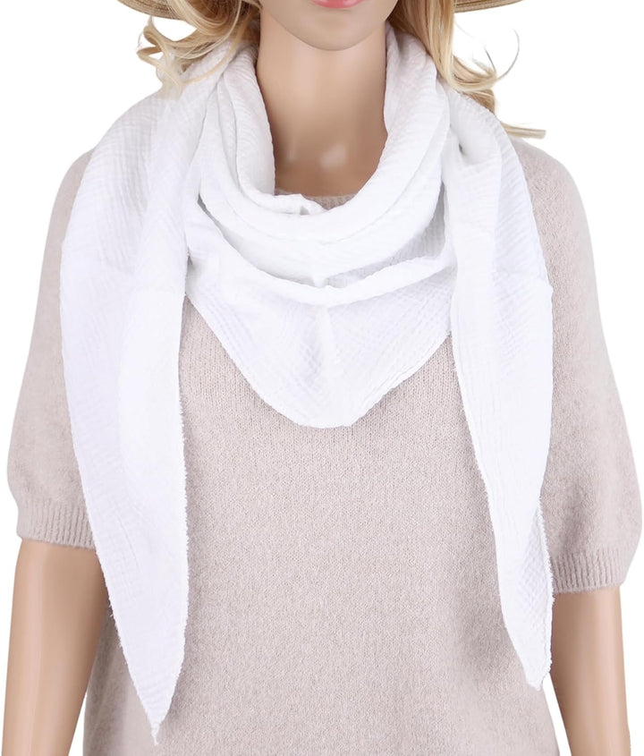 MIRROSI Damen Musselin Halstuch Made in Italy mit Leoprint oder Unifarben – Leichtes Dreieckstuch fü