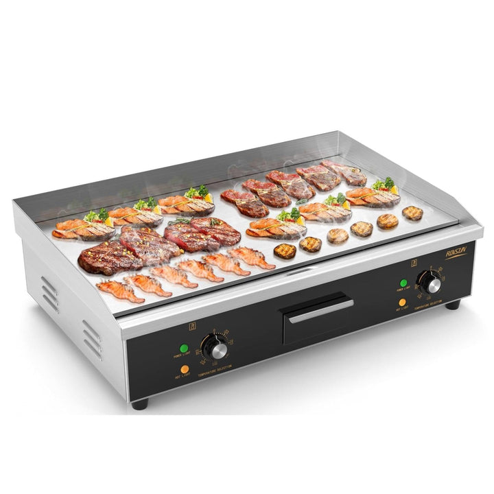 LEADZM Kommerzieller Elektrogrill Elektrisch Tischgrill, 4400W Grillplatte einstellbare Temperatur v